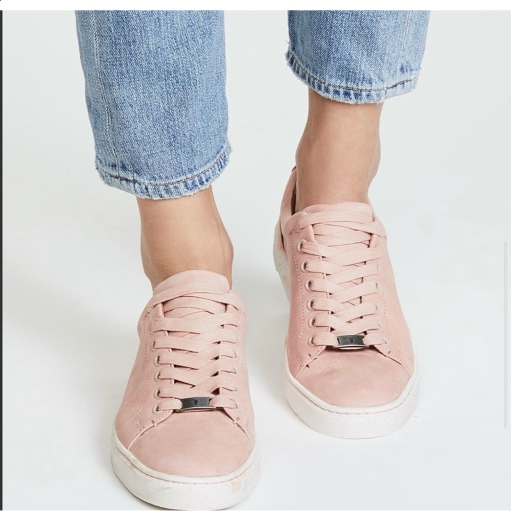 Frye Ivy Low Lace Pink Leather Sneakers Size 6.5